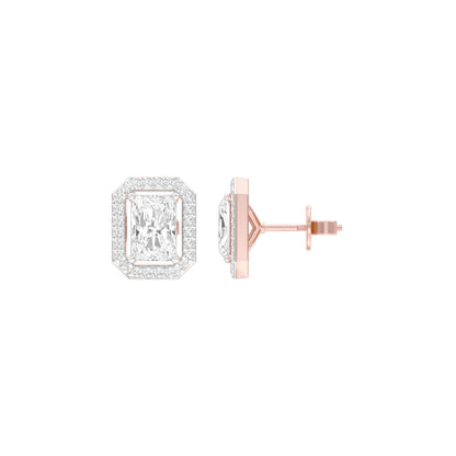 Emerald Window Diamond Stud Earrings