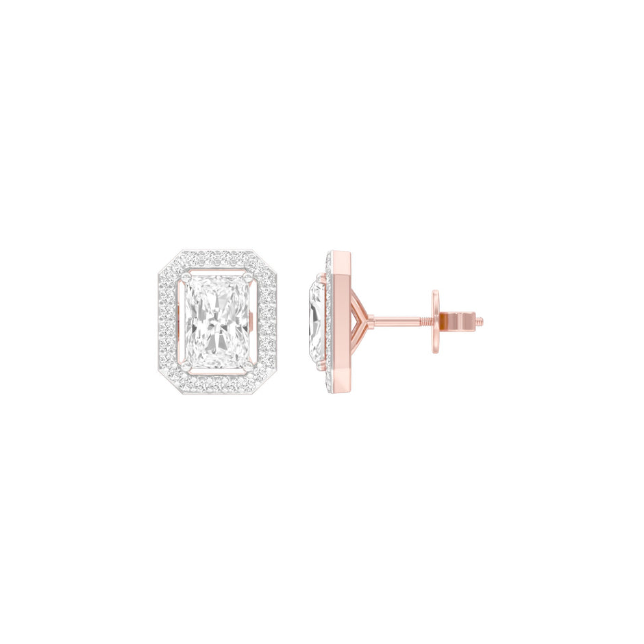 Emerald Window Diamond Stud Earrings