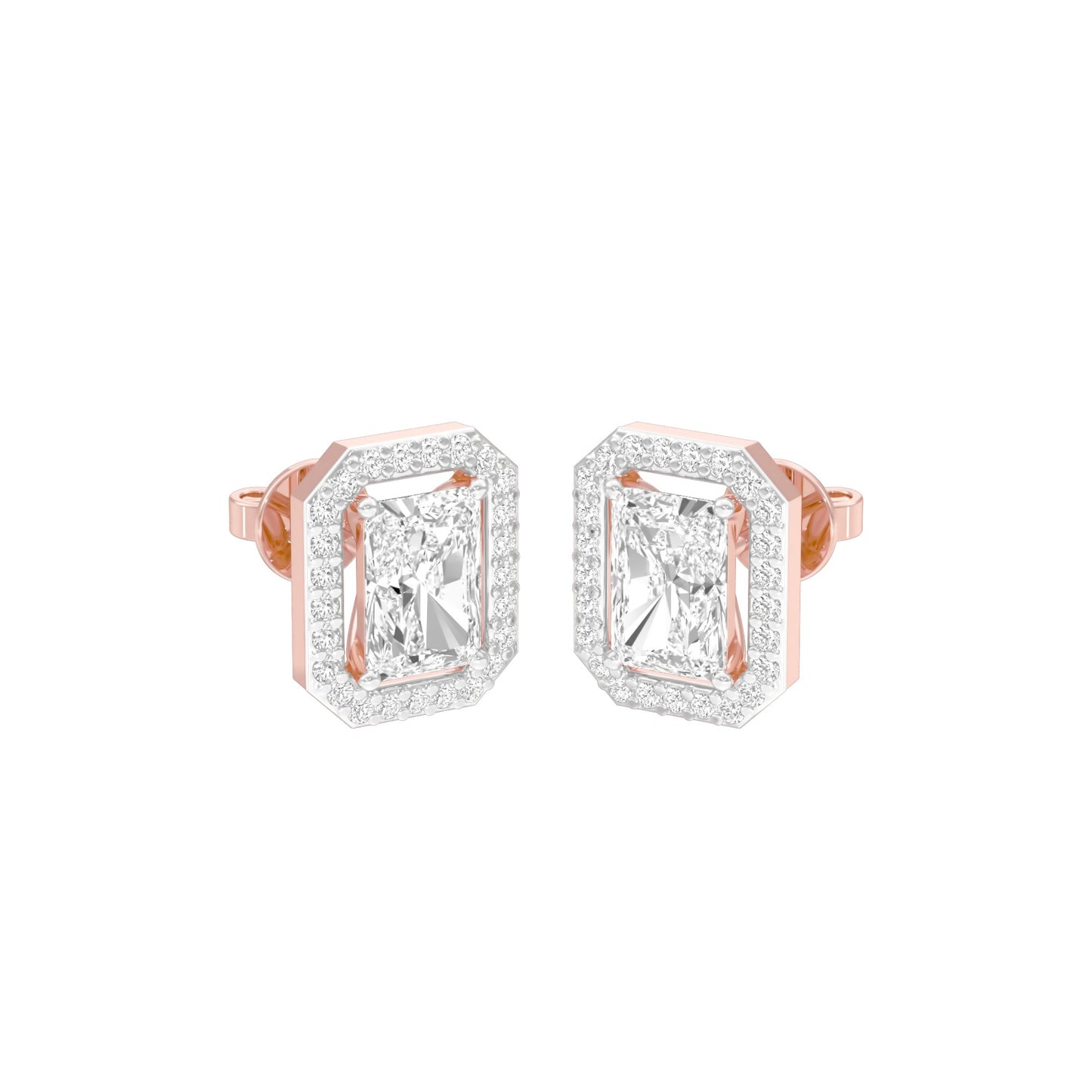 Emerald Window Diamond Stud Earrings 18 KT / Rose Gold