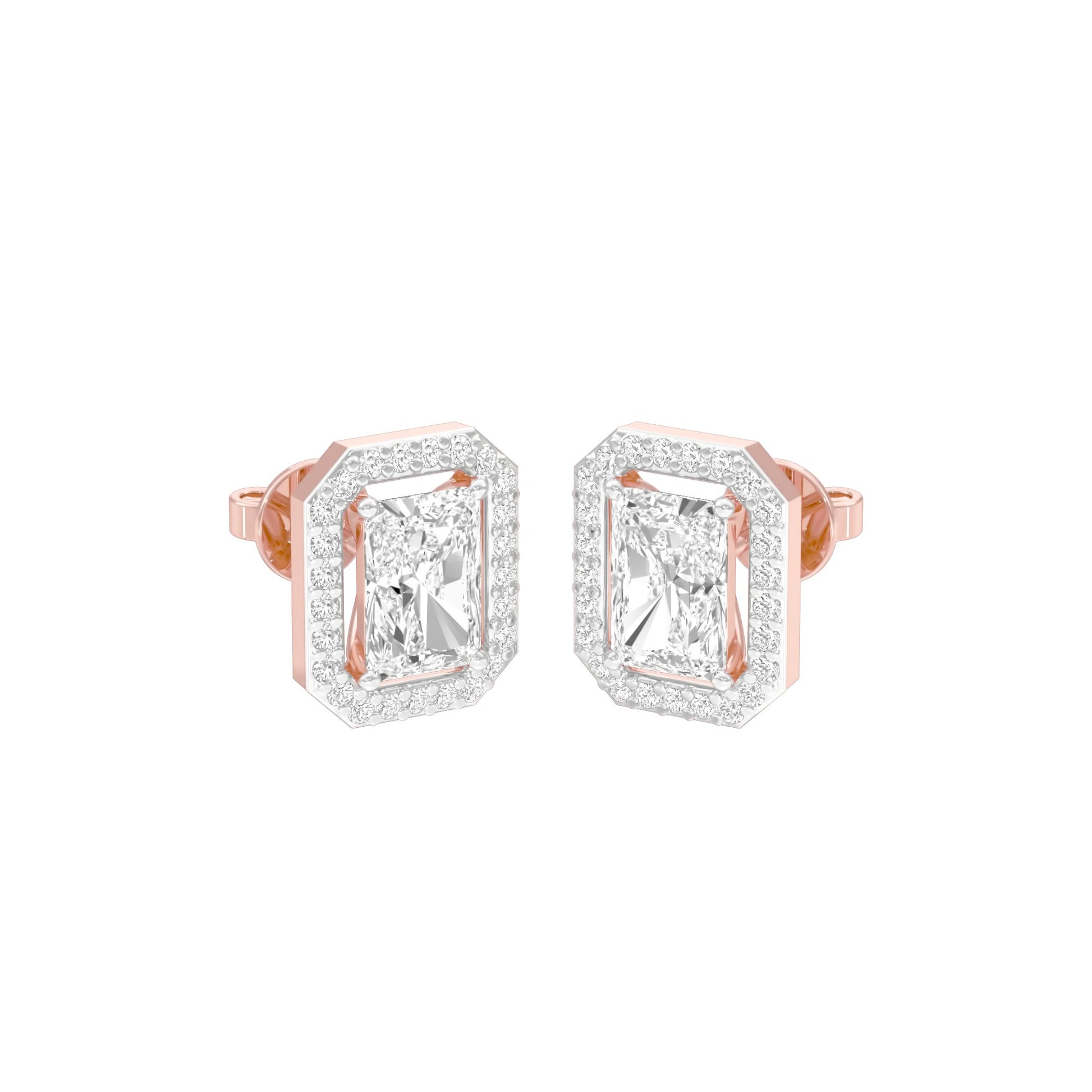 Emerald Window Diamond Stud Earrings 18 KT / Rose Gold