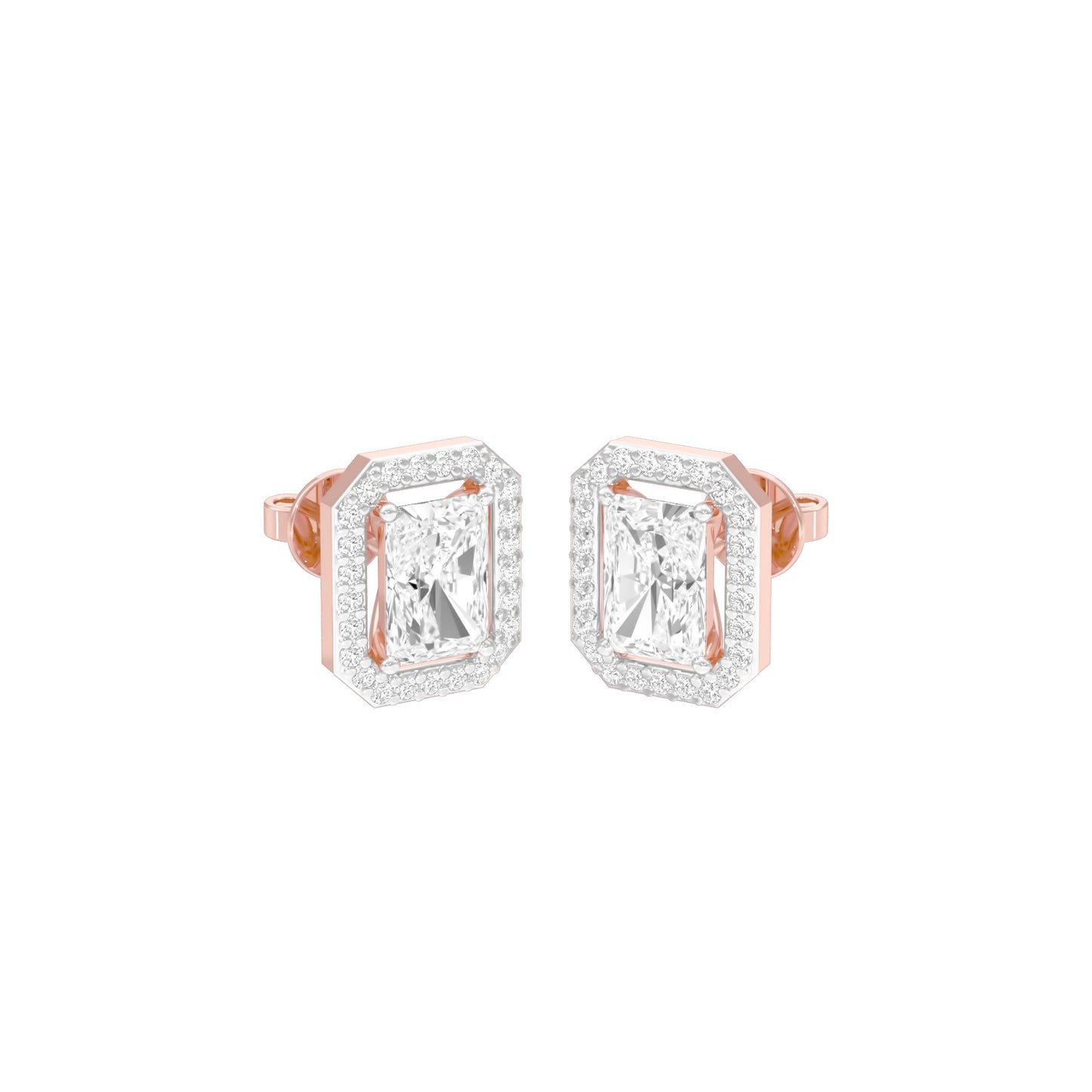 Emerald Window Diamond Stud Earrings