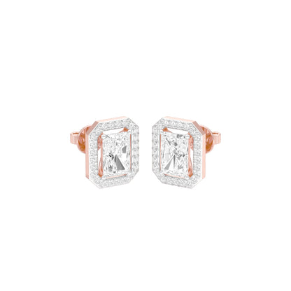 Emerald Window Diamond Stud Earrings