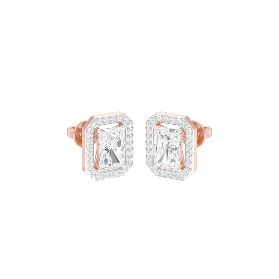 Emerald Window Diamond Stud Earrings