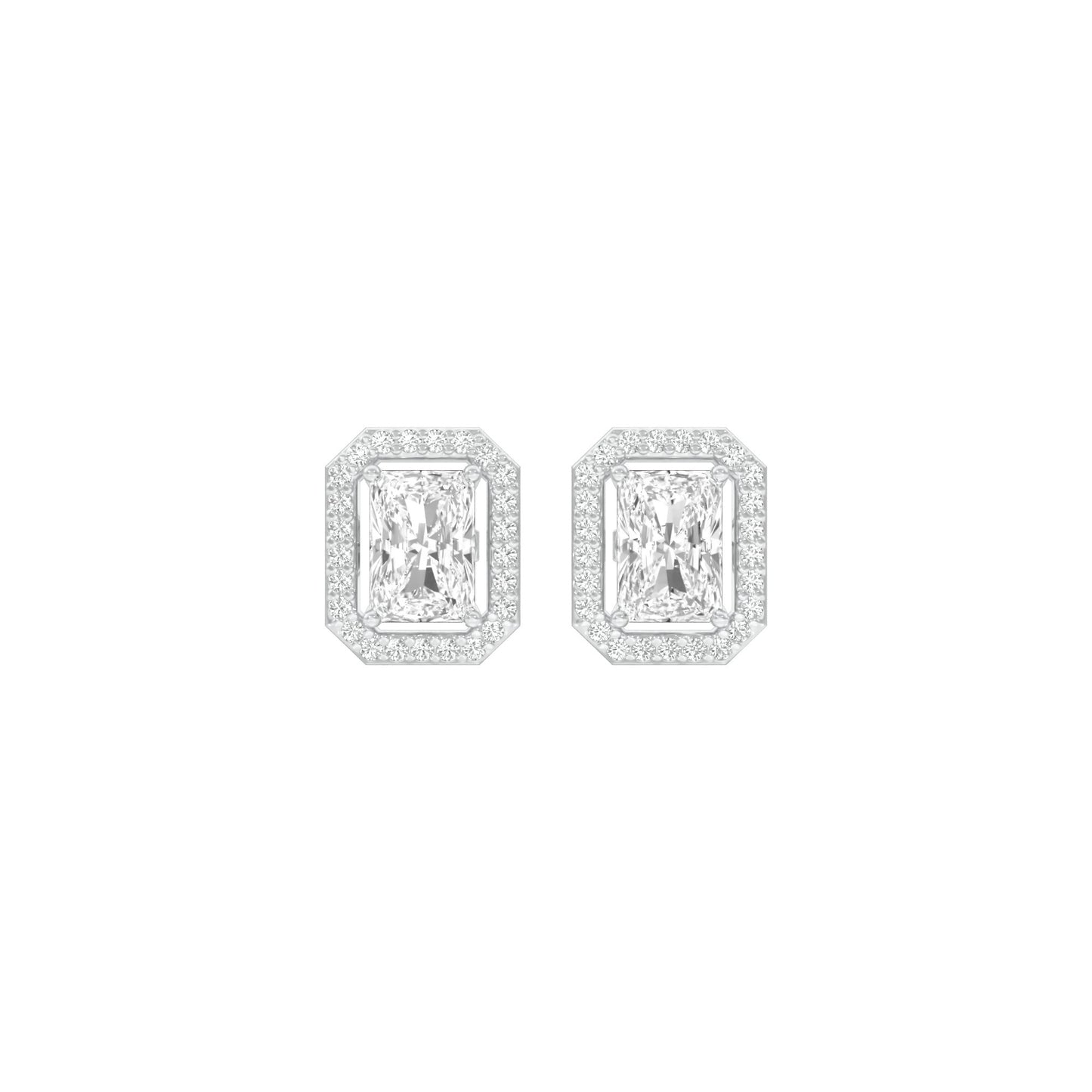 Emerald Window Diamond Stud Earrings 18 KT / White Gold