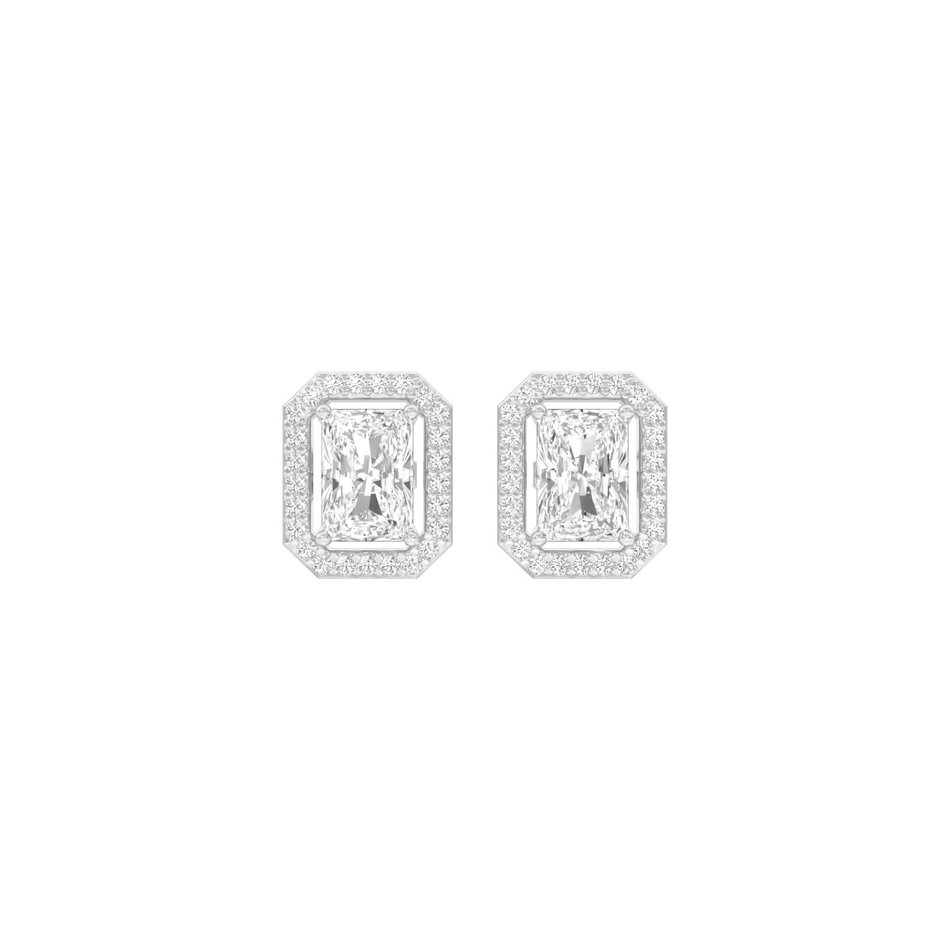 Emerald Window Diamond Stud Earrings 18 KT / White Gold