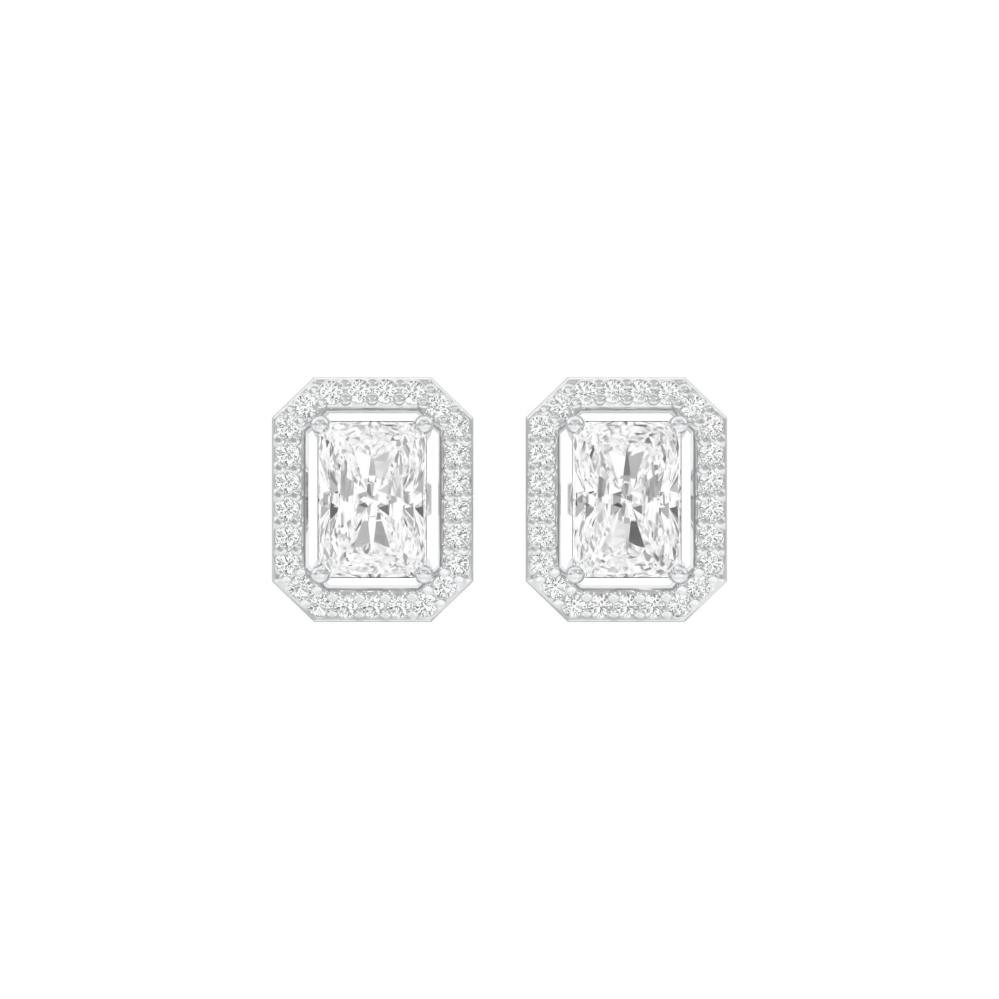 Emerald Window Diamond Stud Earrings