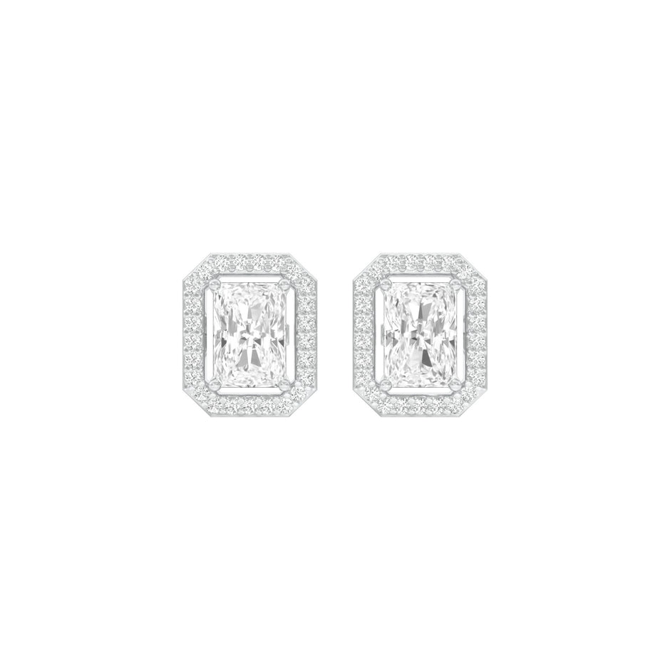 Emerald Window Diamond Stud Earrings