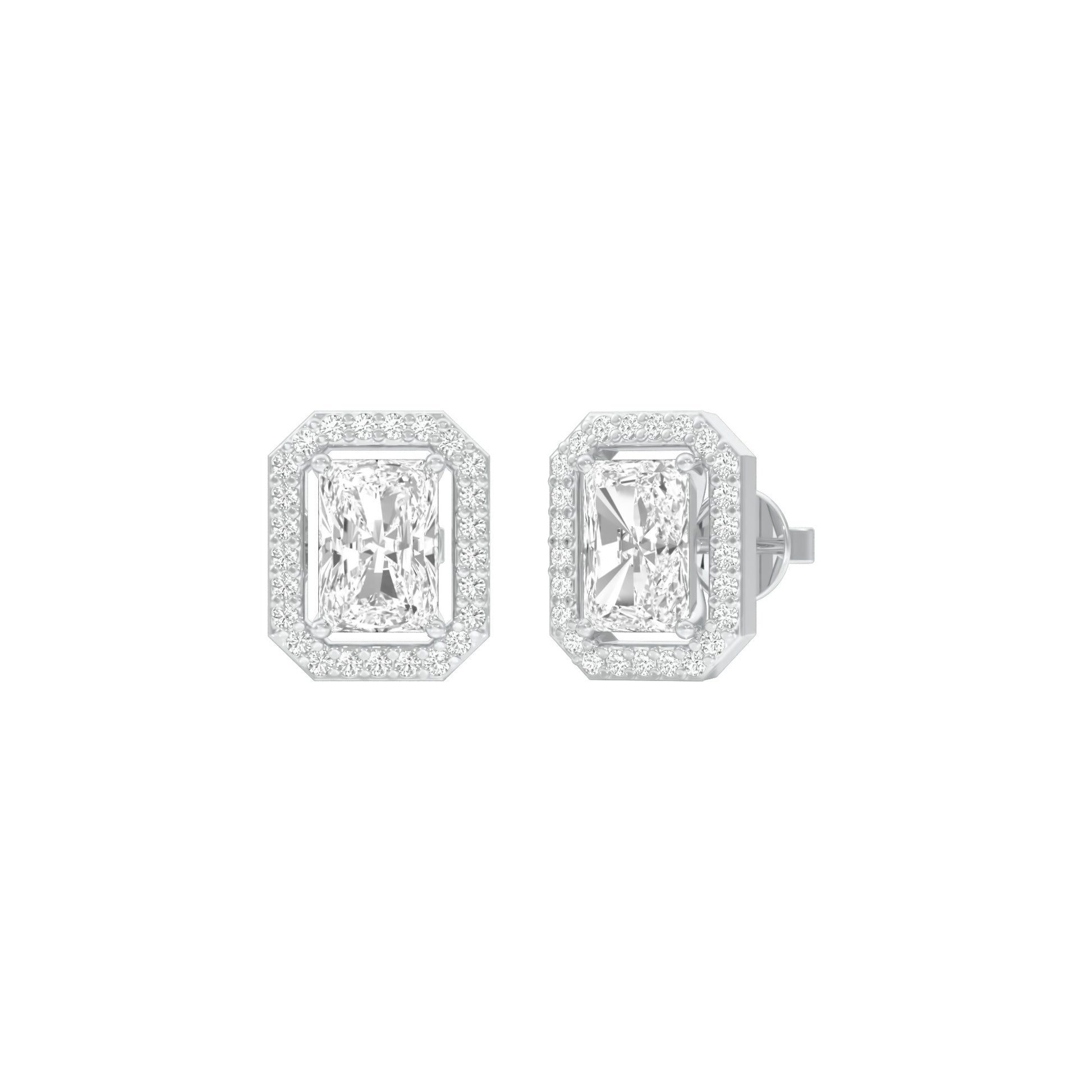 Emerald Window Diamond Stud Earrings 18 KT / White Gold