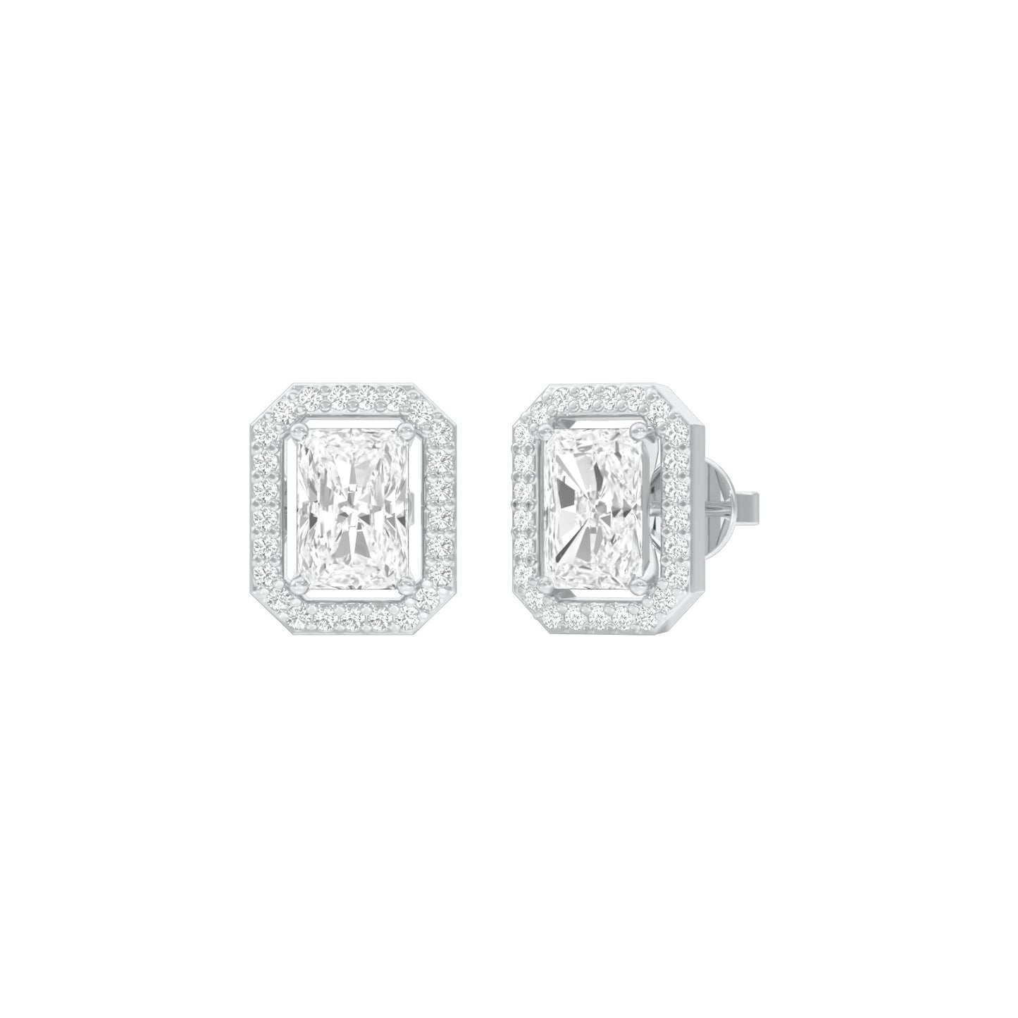 Emerald Window Diamond Stud Earrings