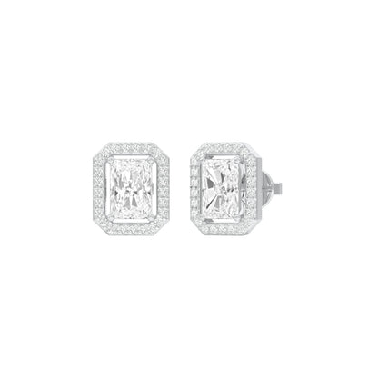 Emerald Window Diamond Stud Earrings