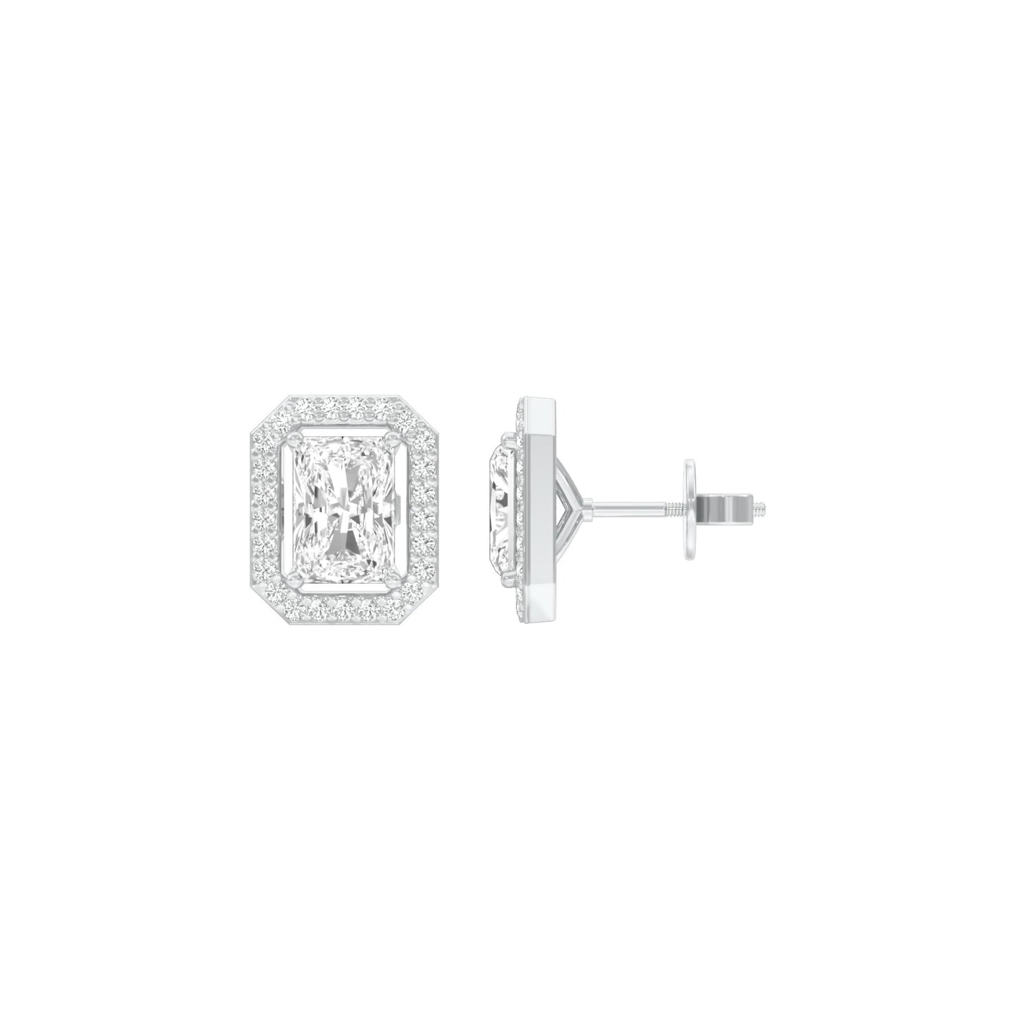Emerald Window Diamond Stud Earrings 18 KT / White Gold