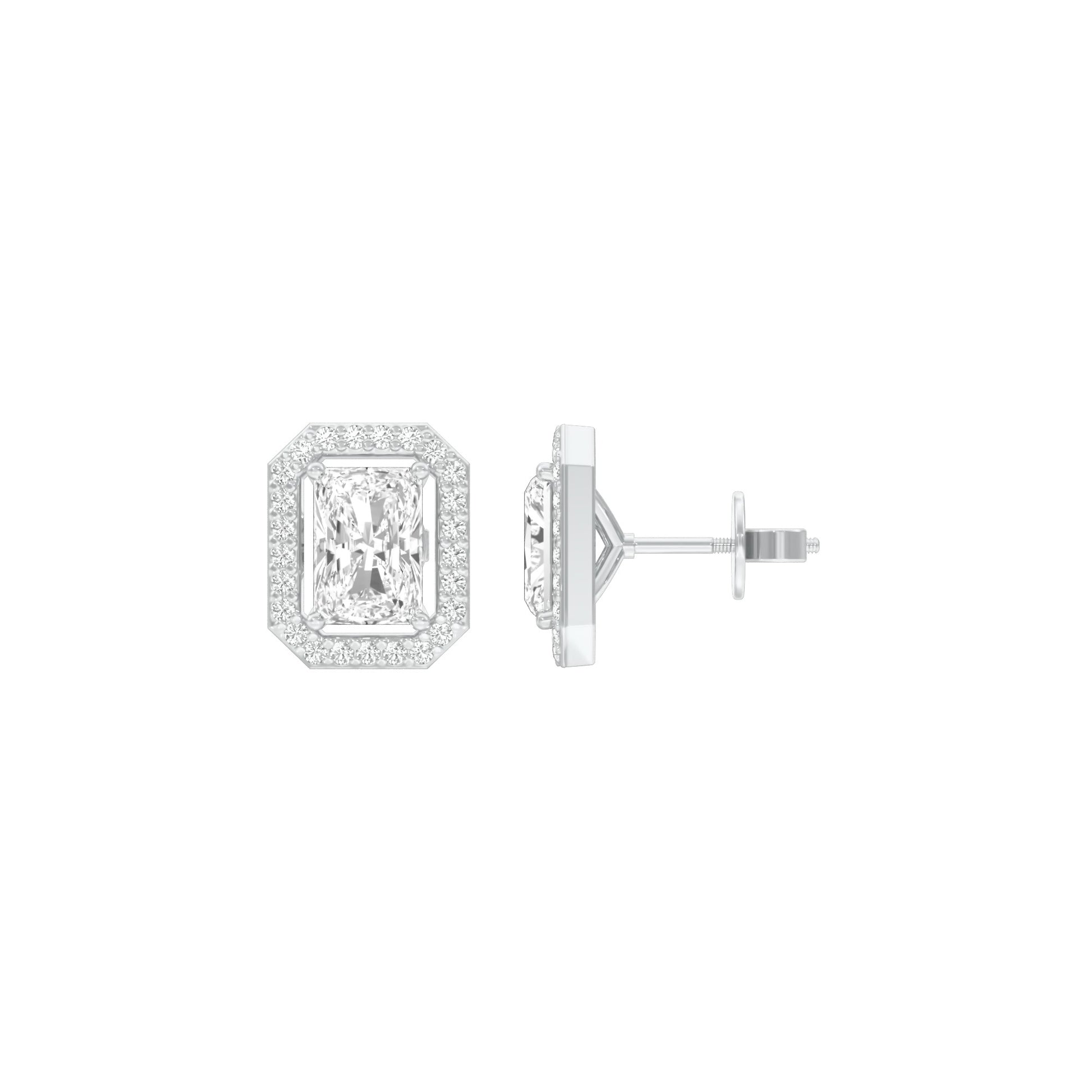 Emerald Window Diamond Stud Earrings 18 KT / White Gold