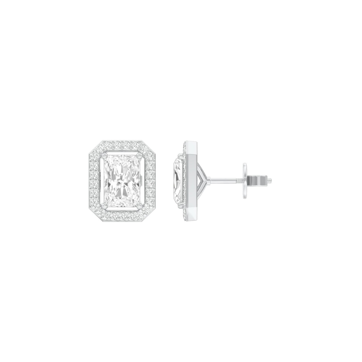 Emerald Window Diamond Stud Earrings