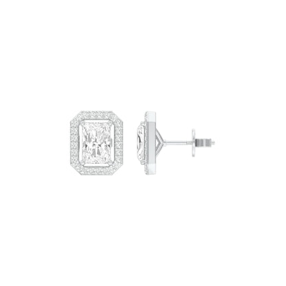 Emerald Window Diamond Stud Earrings