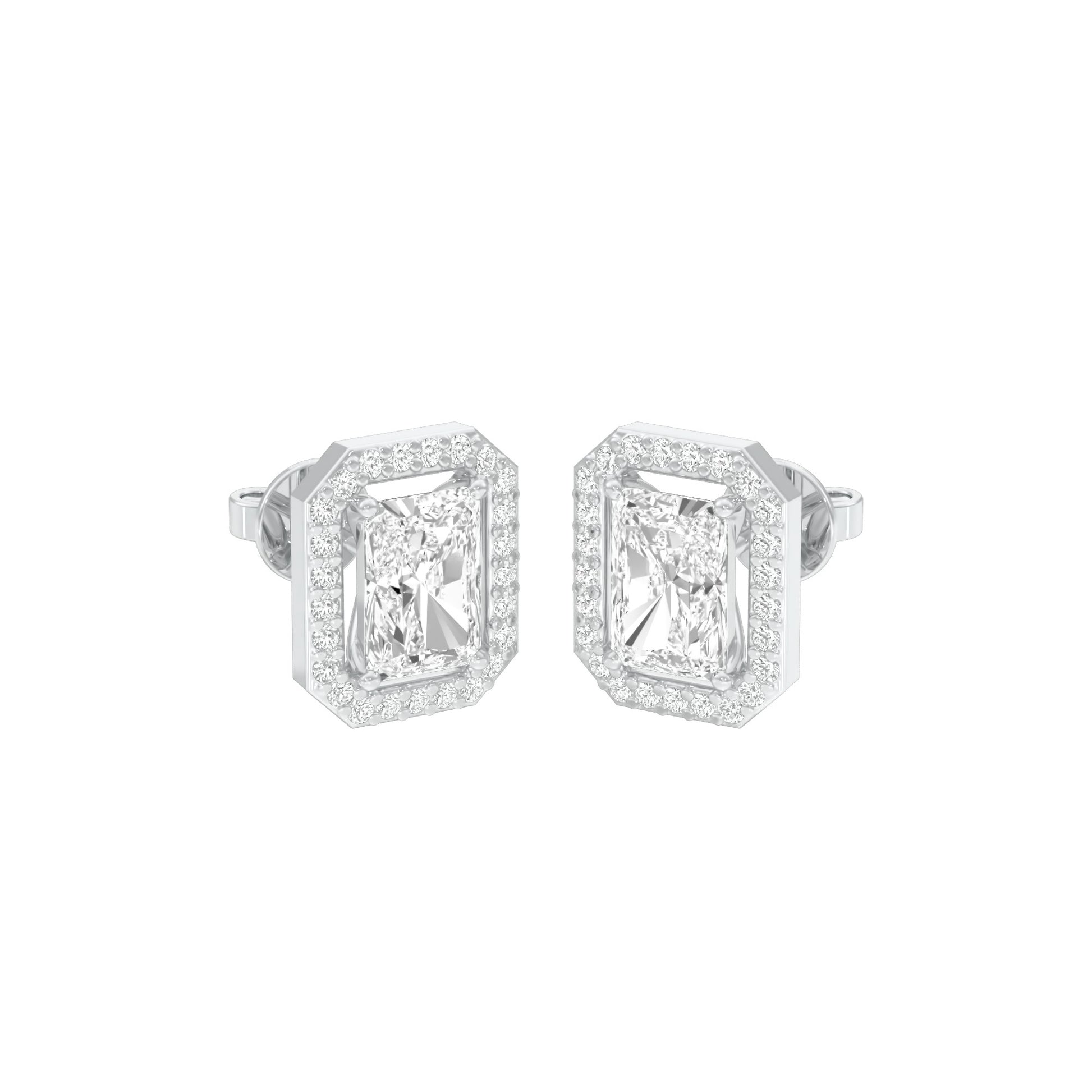 Emerald Window Diamond Stud Earrings 18 KT / White Gold