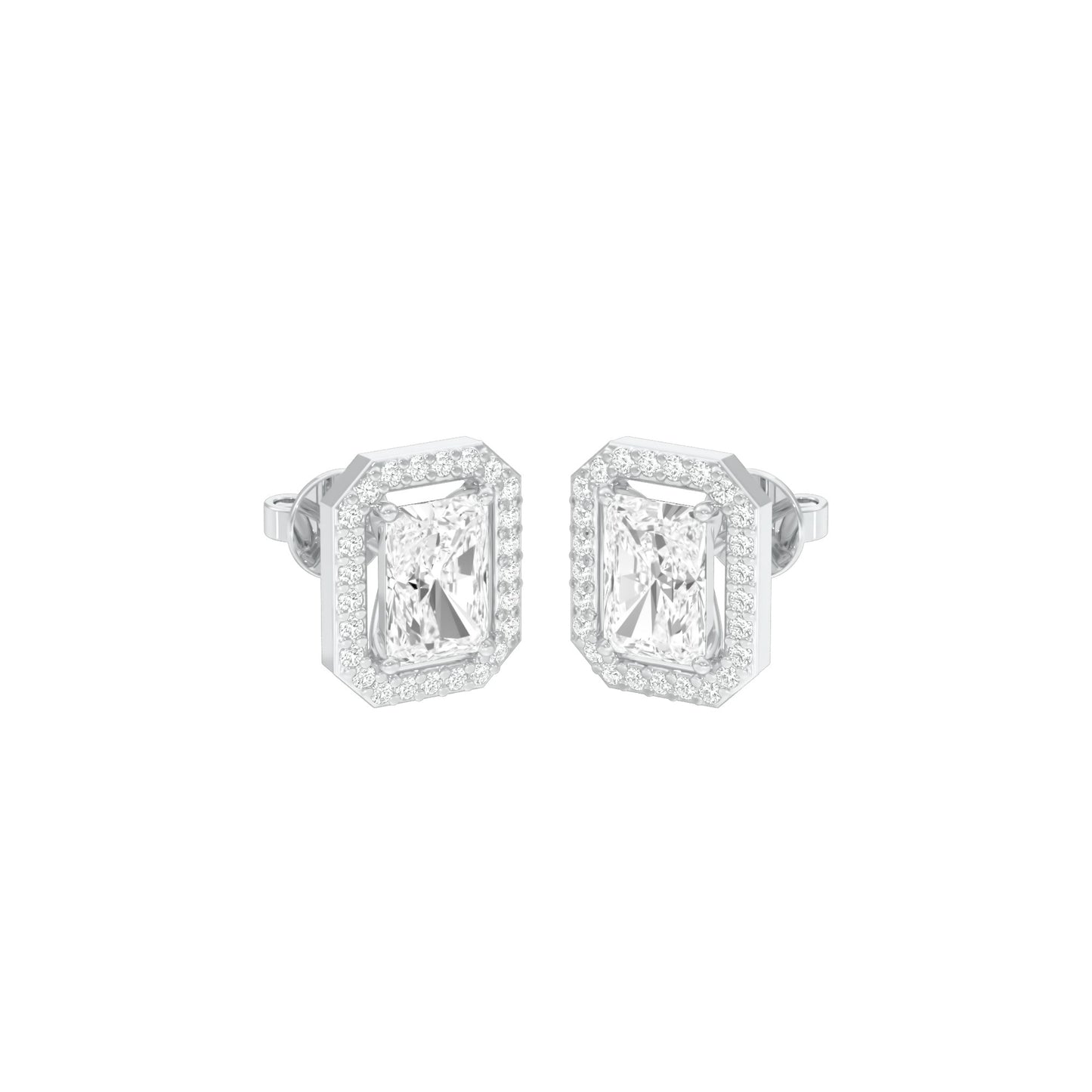 Emerald Window Diamond Stud Earrings