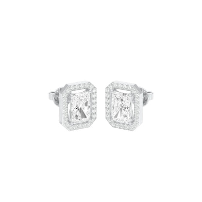 Emerald Window Diamond Stud Earrings