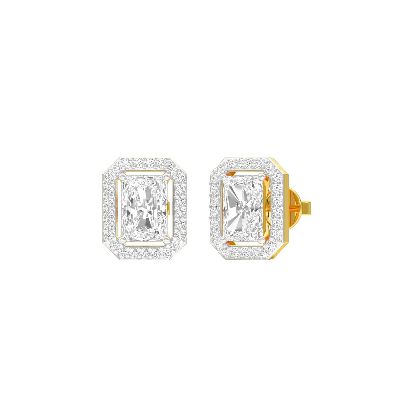 Emerald Window Diamond Stud Earrings 18 KT / Yellow Gold