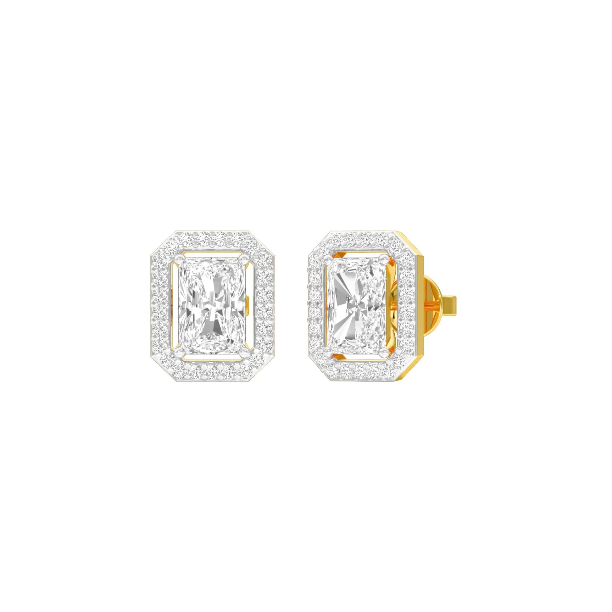Emerald Window Diamond Stud Earrings 18 KT / Yellow Gold
