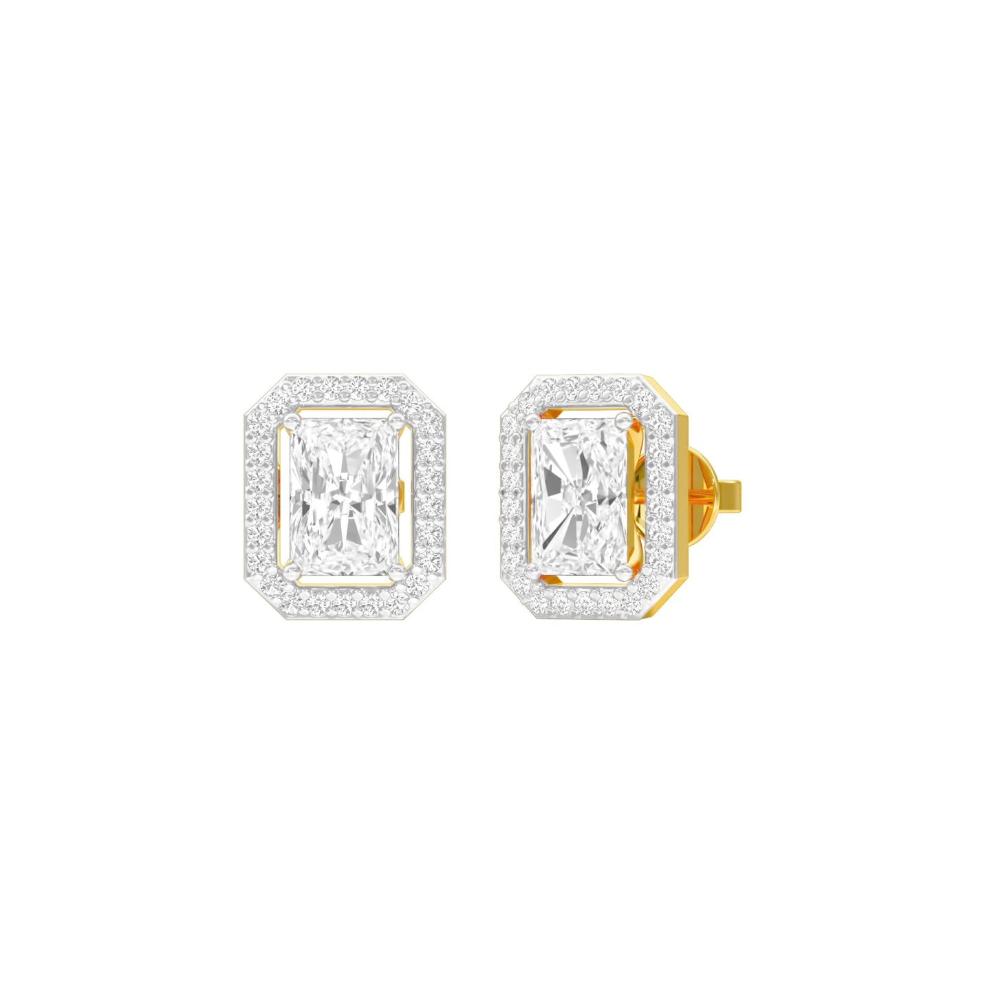 Emerald Window Diamond Stud Earrings