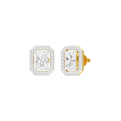 Emerald Window Diamond Stud Earrings