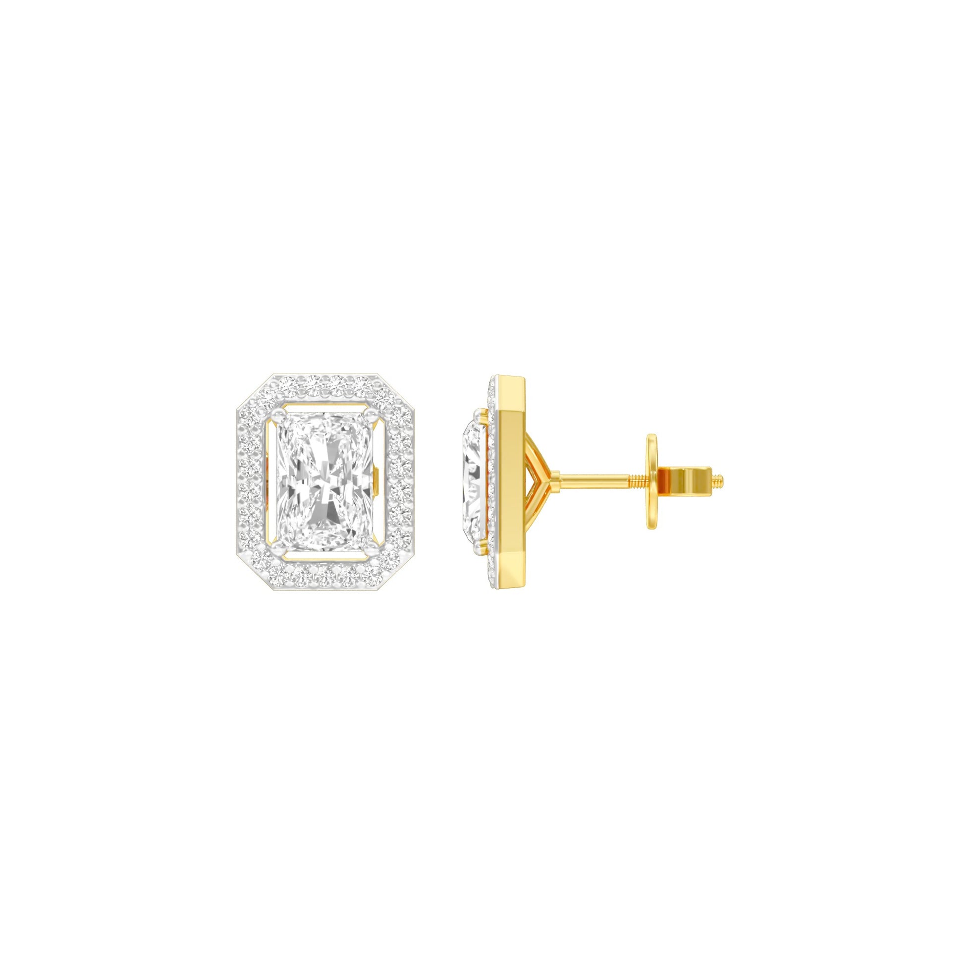 Emerald Window Diamond Stud Earrings 18 KT / Yellow Gold