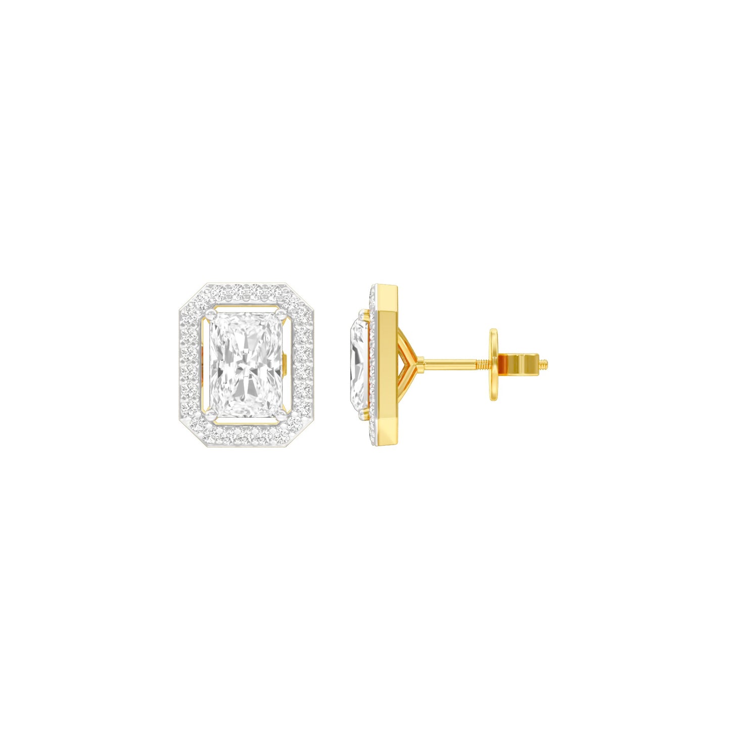 Emerald Window Diamond Stud Earrings