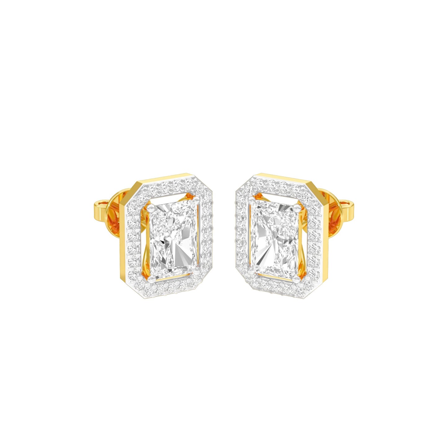 Emerald Window Diamond Stud Earrings 18 KT / Yellow Gold