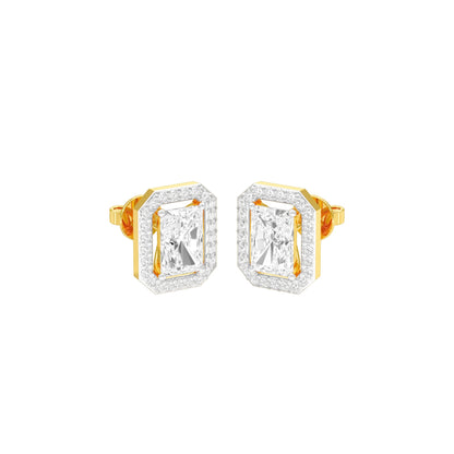 Emerald Window Diamond Stud Earrings