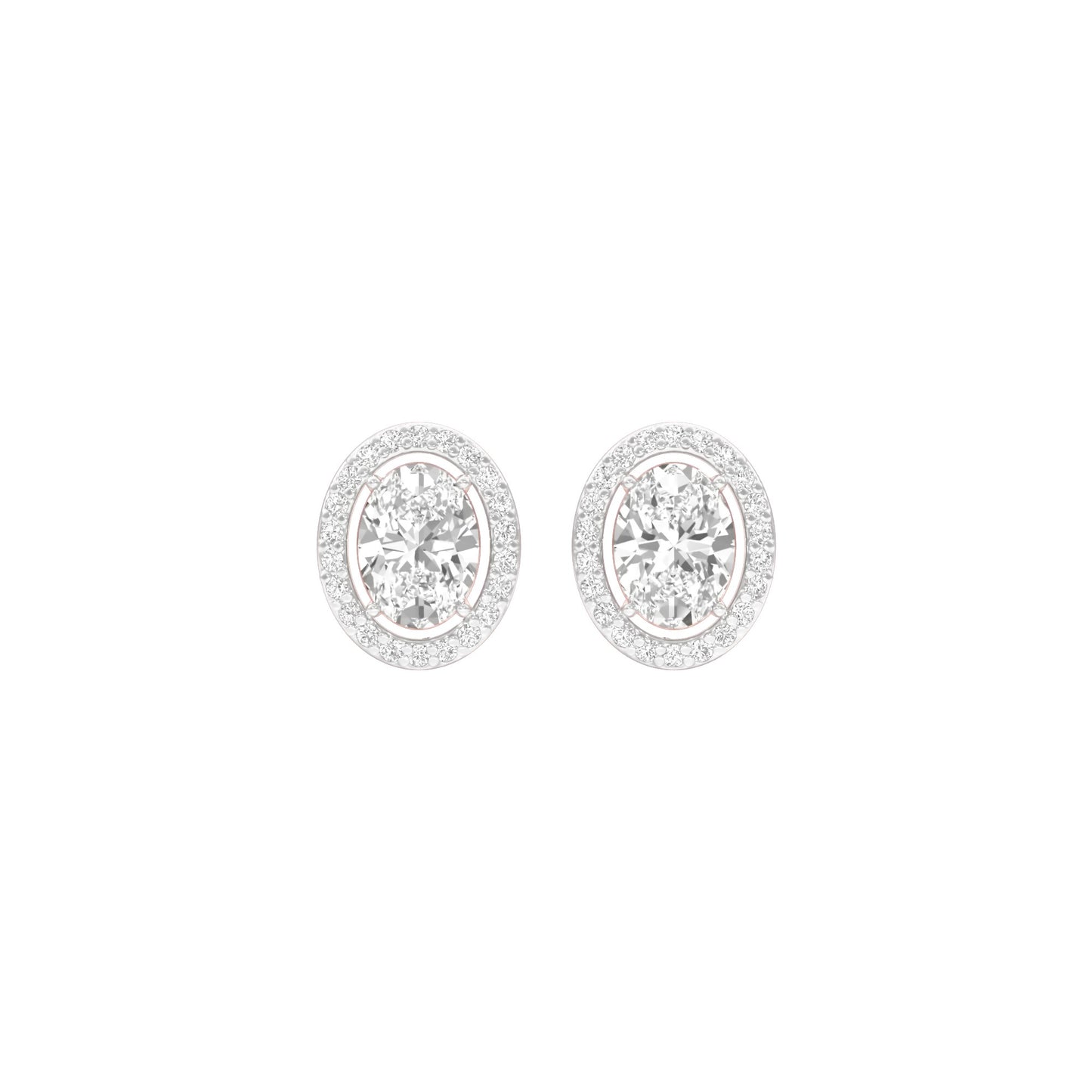 Tiny Oval Halo Diamond Stud Earrings 18 KT / Rose Gold