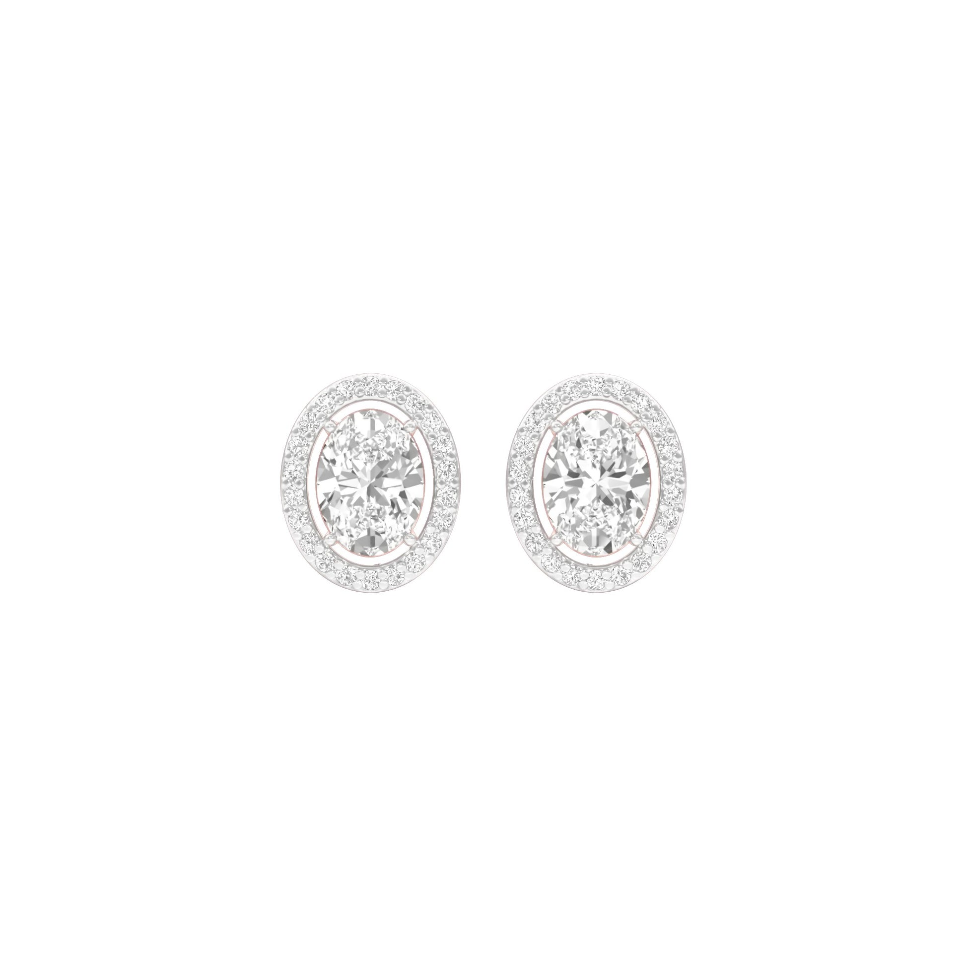Tiny Oval Halo Diamond Stud Earrings 18 KT / Rose Gold