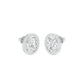 Tiny Oval Halo Diamond Stud Earrings 18 KT / White Gold