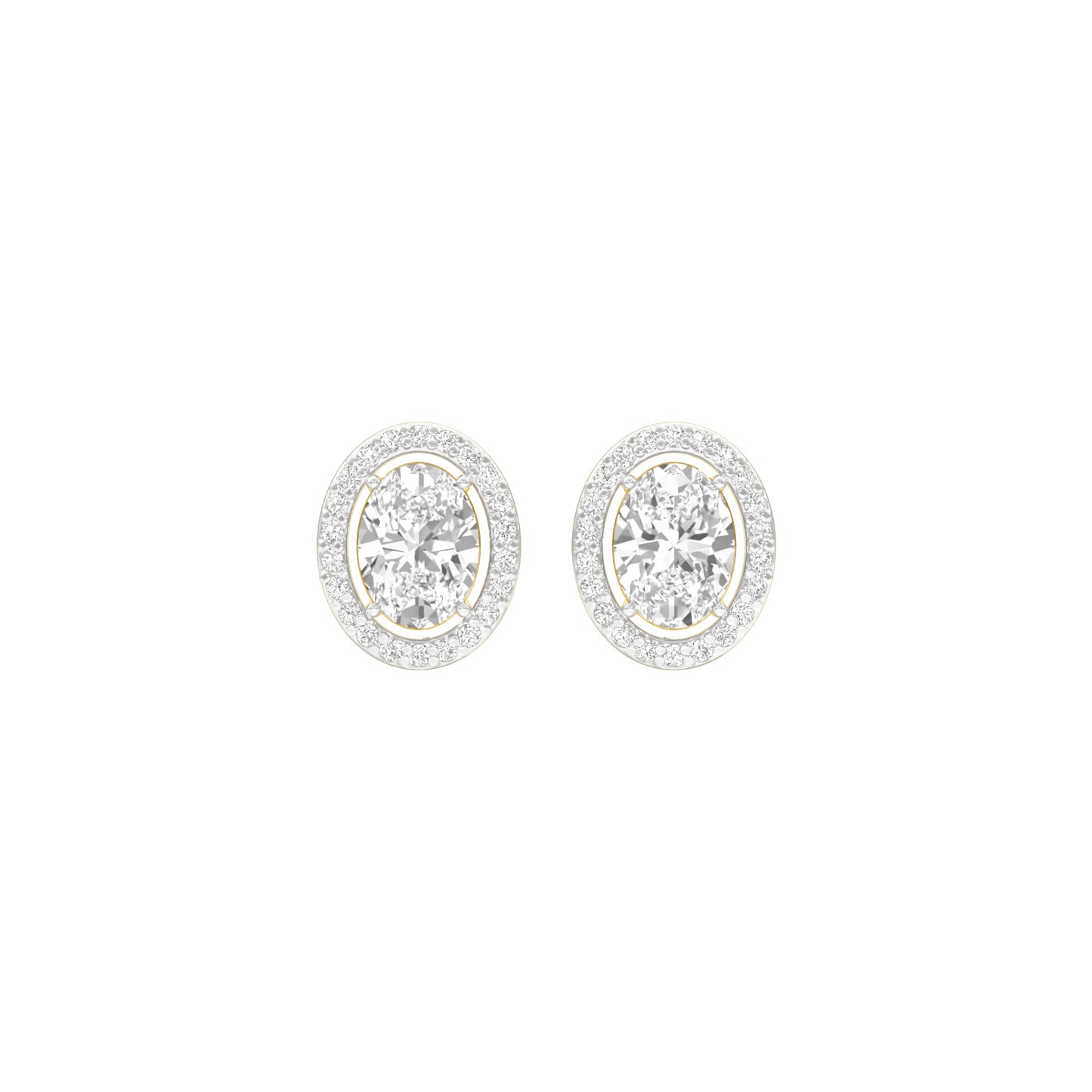 Tiny Oval Halo Diamond Stud Earrings 18 KT / Yellow Gold