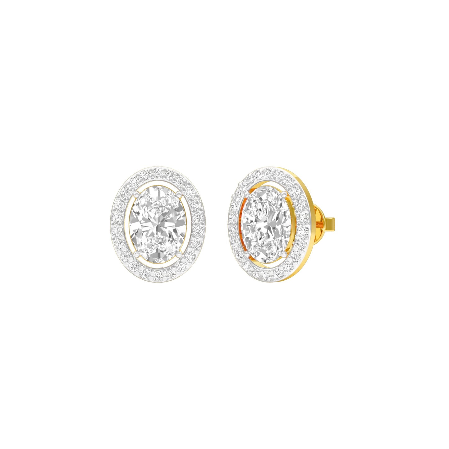 Tiny Oval Halo Diamond Stud Earrings 18 KT / Yellow Gold