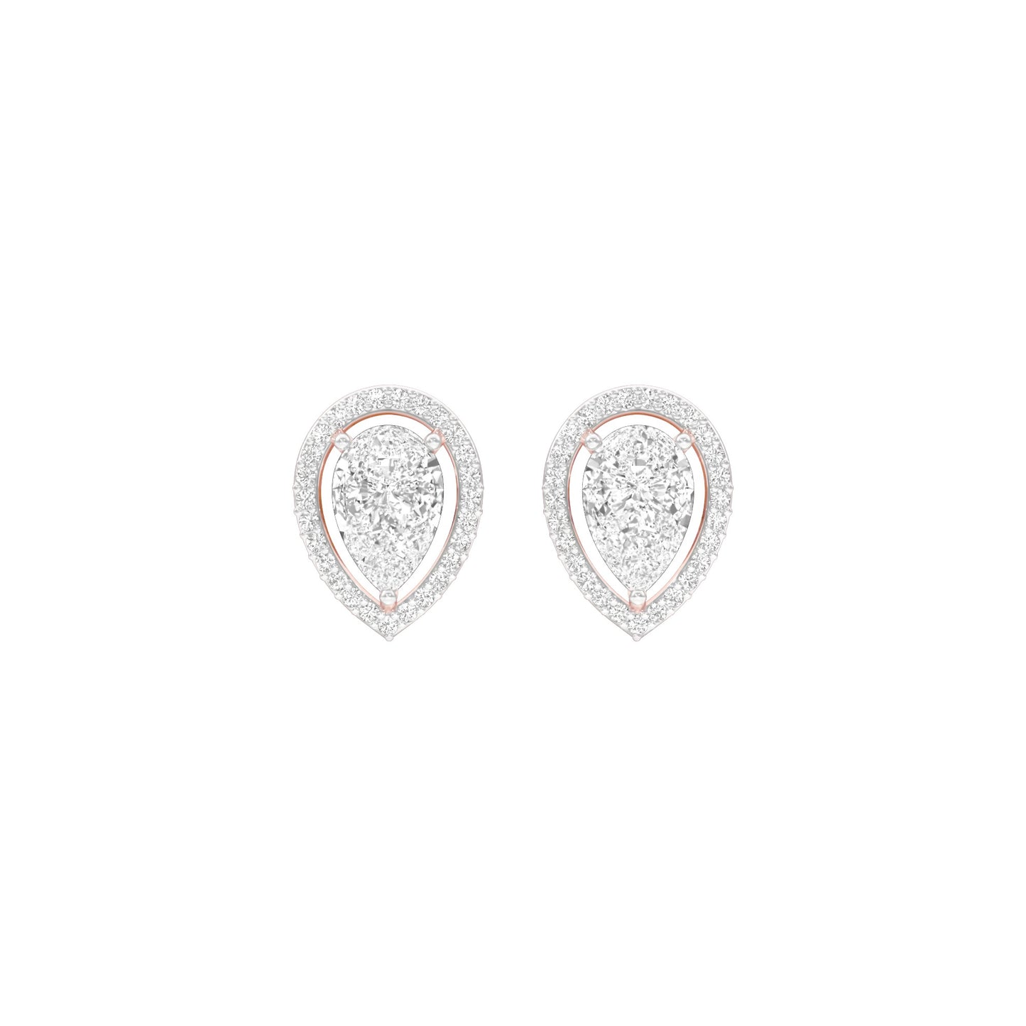 Tiny Flame Diamond Stud Earrings 18 KT / Rose Gold