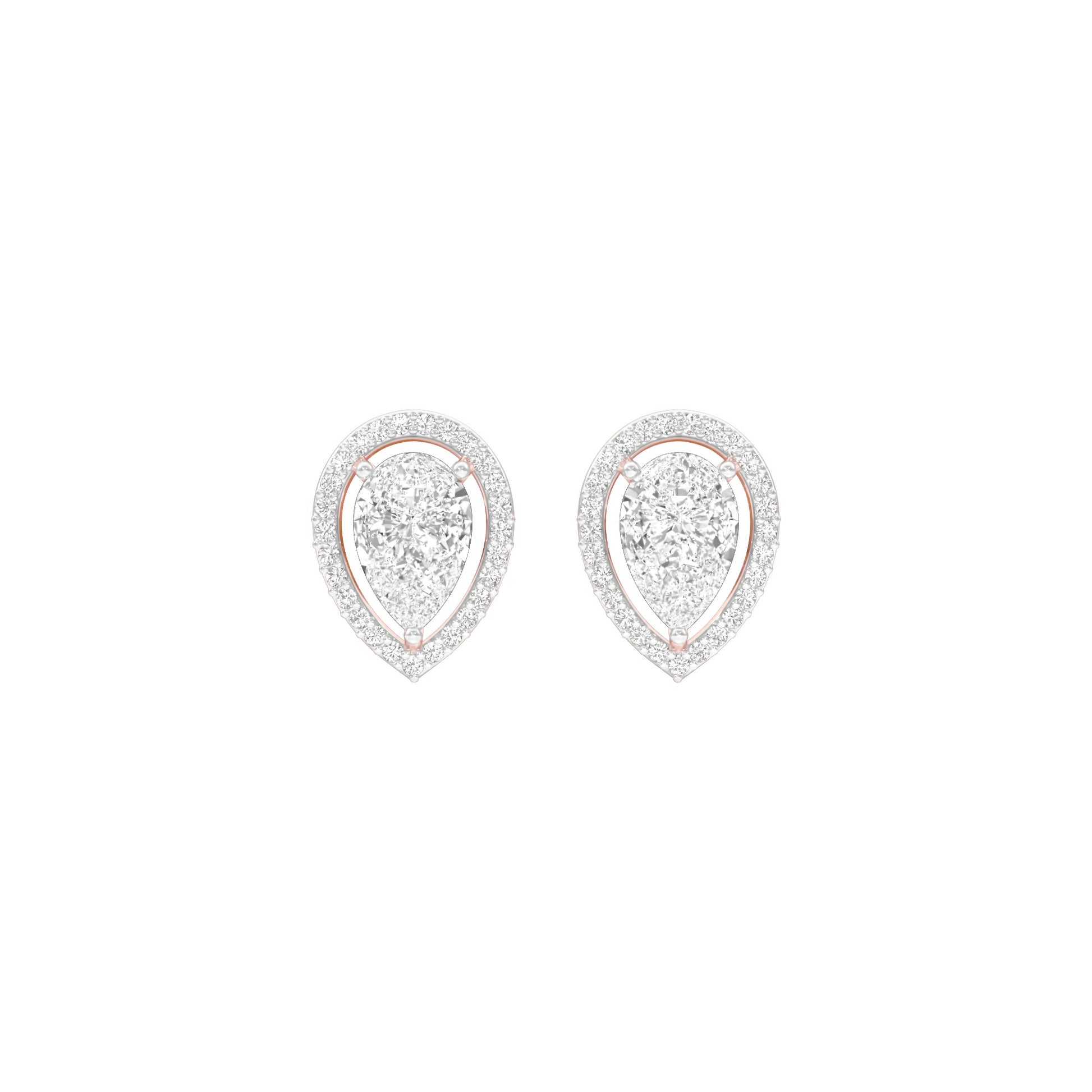Tiny Flame Diamond Stud Earrings 18 KT / Rose Gold