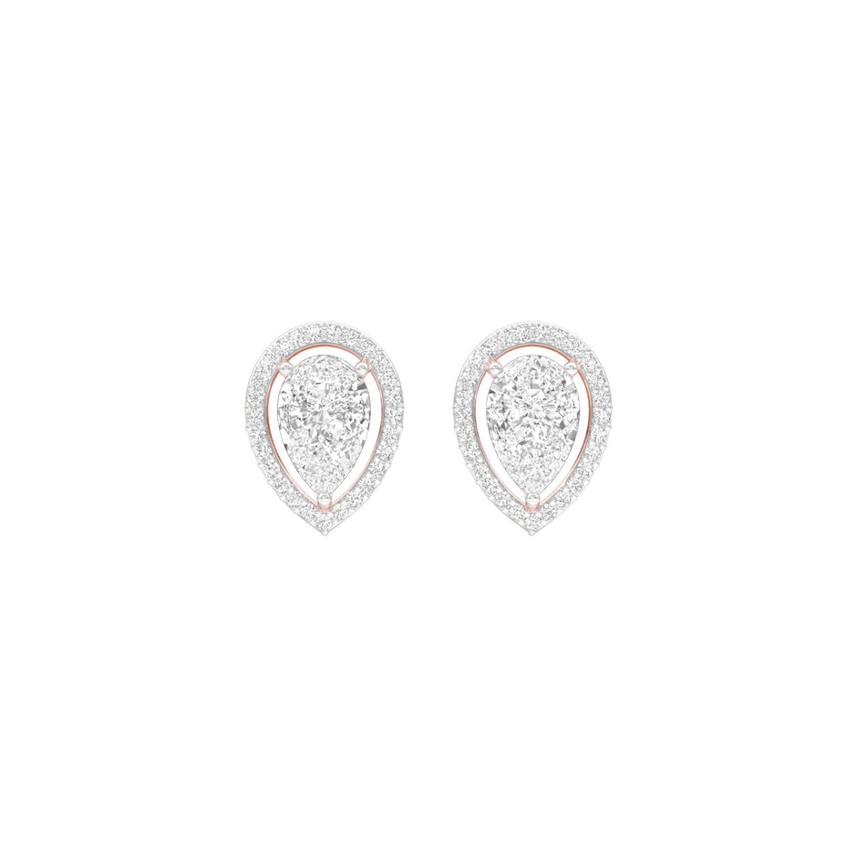 Tiny Flame Diamond Stud Earrings 18 KT / Rose Gold
