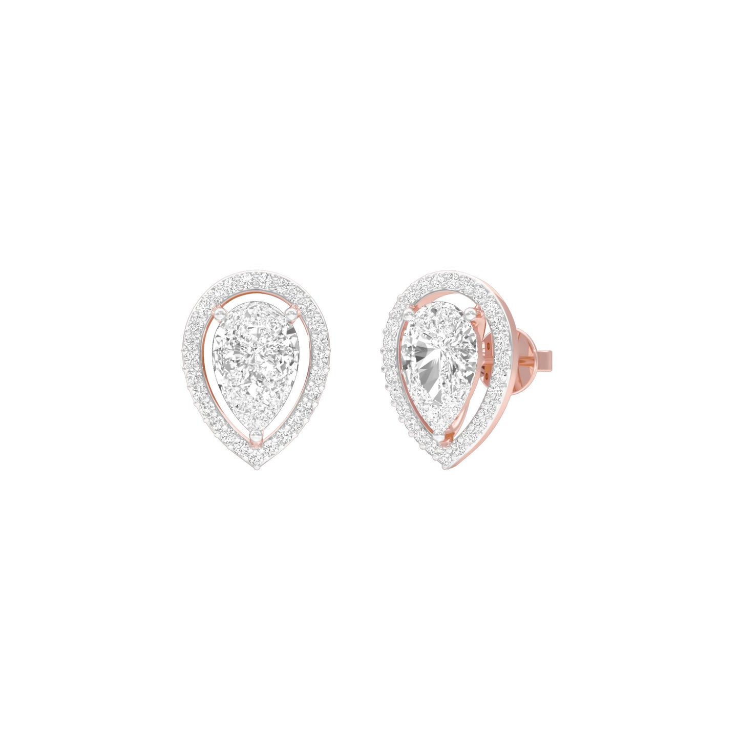 Tiny Flame Diamond Stud Earrings 18 KT / Rose Gold