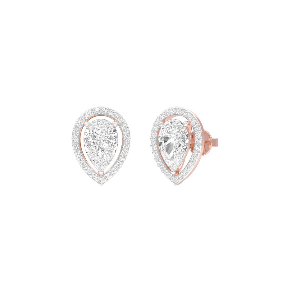 Tiny Flame Diamond Stud Earrings 18 KT / Rose Gold