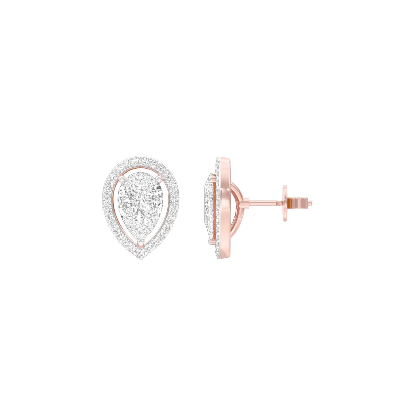 Tiny Flame Diamond Stud Earrings 18 KT / Rose Gold