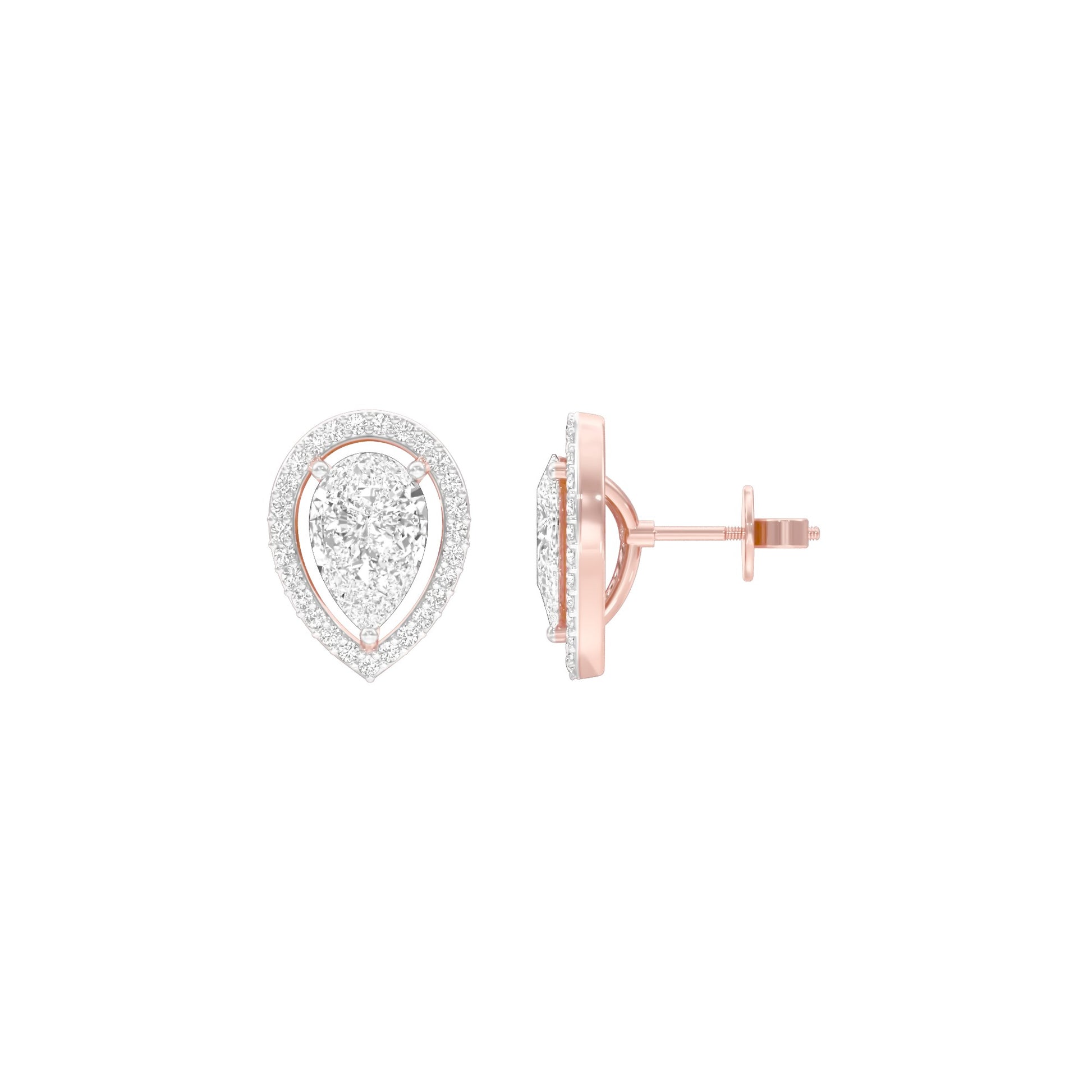 Tiny Flame Diamond Stud Earrings 18 KT / Rose Gold