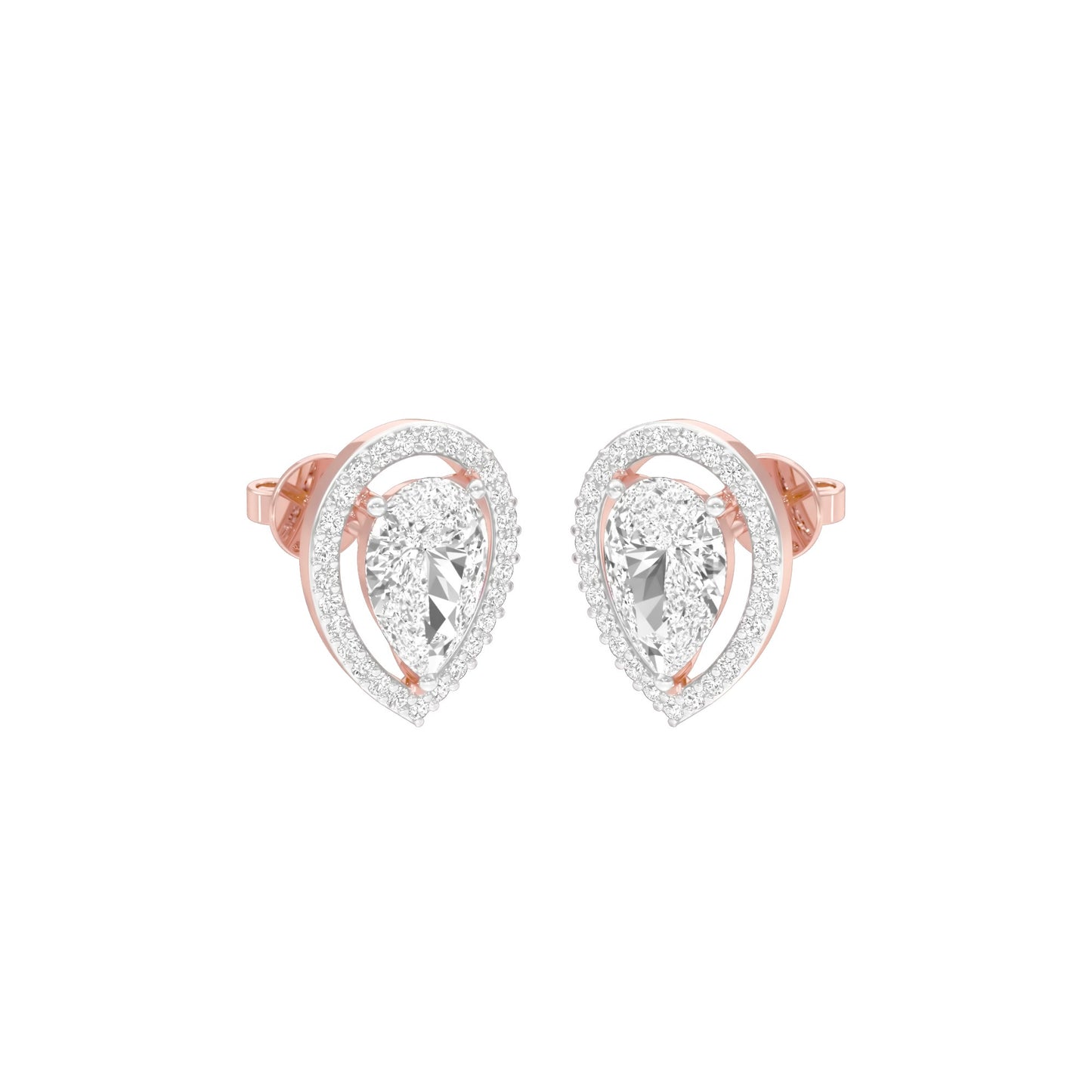 Tiny Flame Diamond Stud Earrings 18 KT / Rose Gold