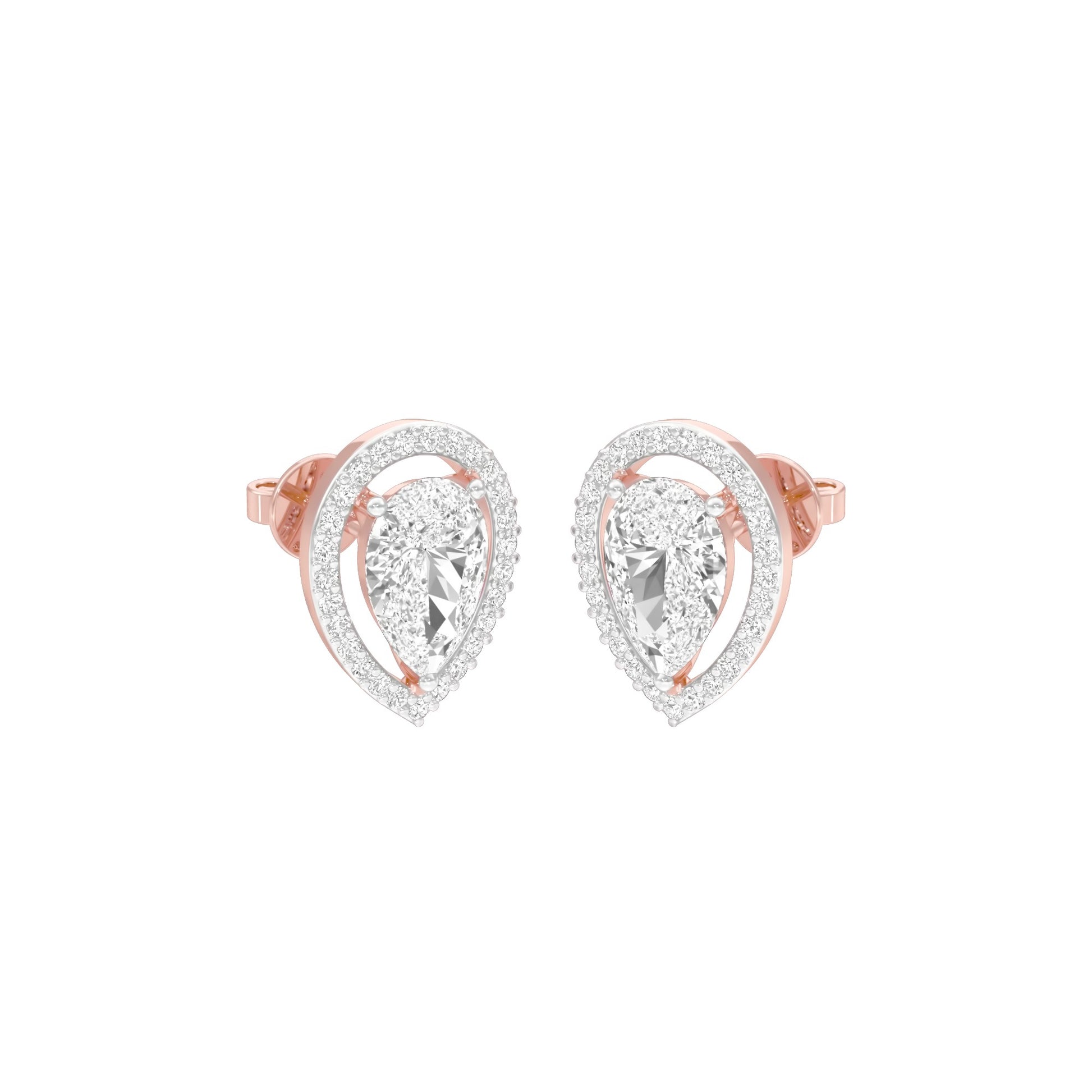Tiny Flame Diamond Stud Earrings 18 KT / Rose Gold
