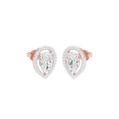 Tiny Flame Diamond Stud Earrings 18 KT / Rose Gold