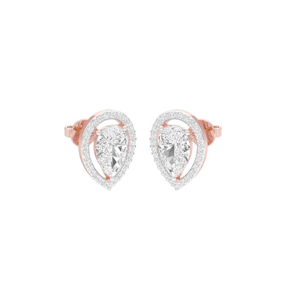 Tiny Flame Diamond Stud Earrings 18 KT / Rose Gold