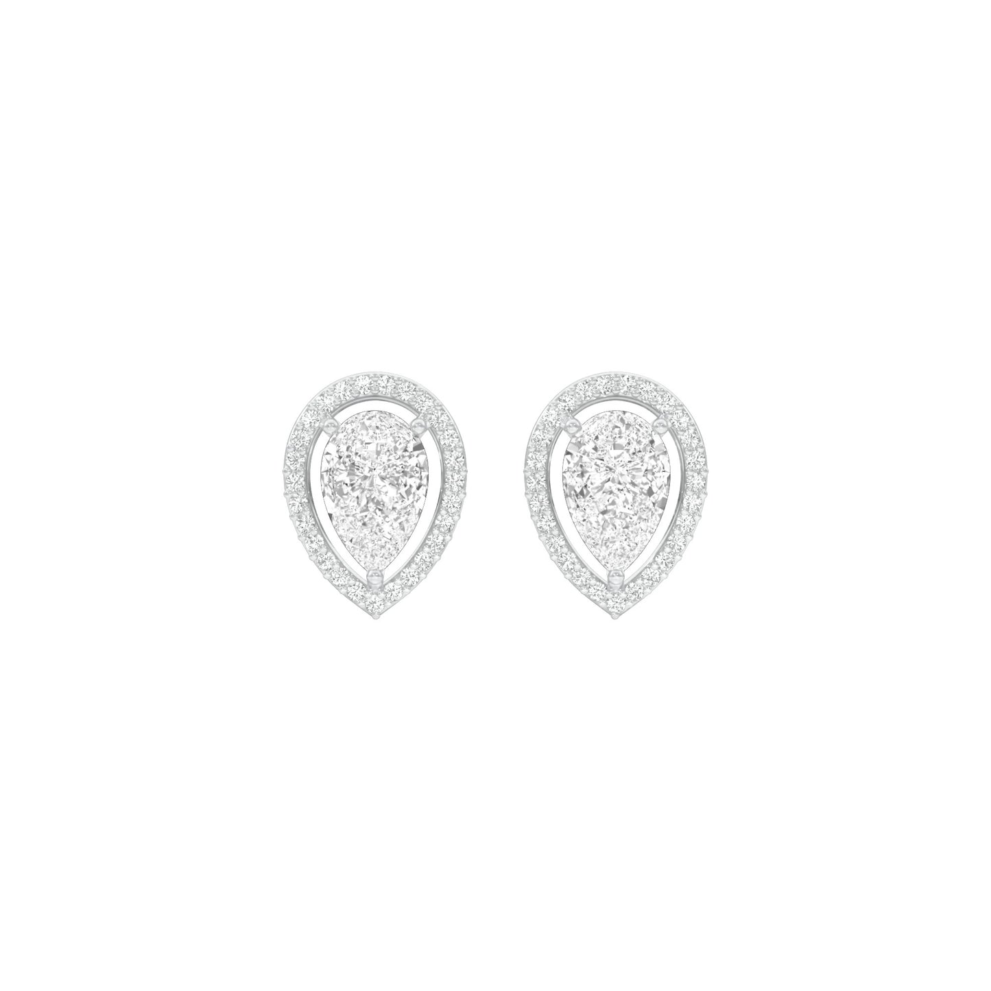 Tiny Flame Diamond Stud Earrings 18 KT / White Gold