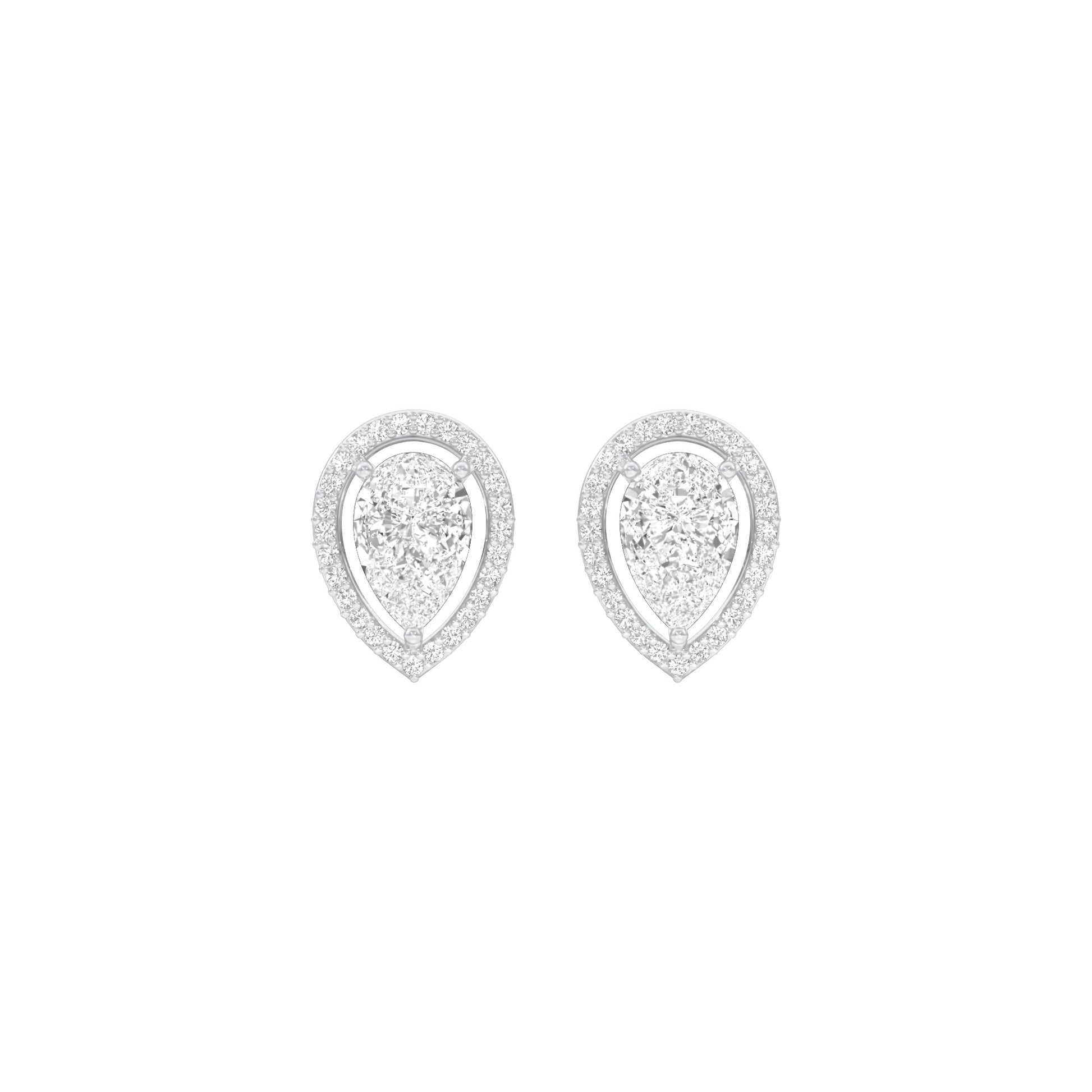 Tiny Flame Diamond Stud Earrings 18 KT / White Gold