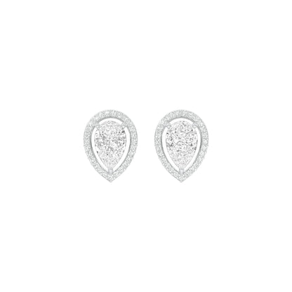 Tiny Flame Diamond Stud Earrings 18 KT / White Gold