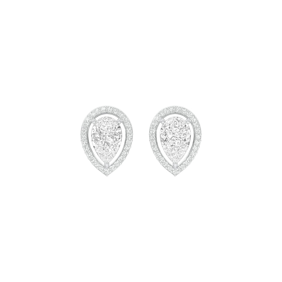 Tiny Flame Diamond Stud Earrings 18 KT / White Gold