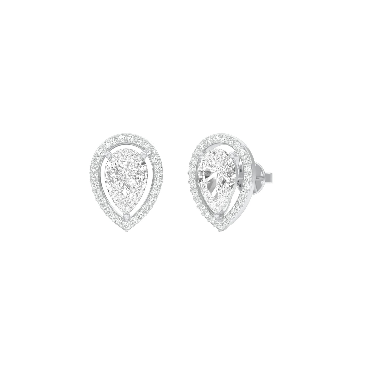Tiny Flame Diamond Stud Earrings 18 KT / White Gold